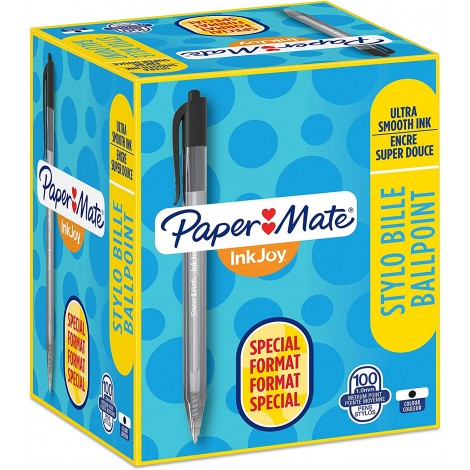 Papermate Inkjoy 100 - Penna a sfera con inchiostro ULV colore nero - 100pz