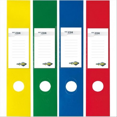 Sei Copridorso CDR colori brillanti - Porta cartellino in morbido PVC - Copridorso autoadesivo in PVC, foro adattabile a qualsiasi registratore dorso 7cm colore verde - 10pz