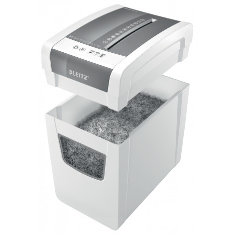 Leitz IQ - Distruggidocumenti Slim Home Office taglio a frammenti 4x28mm, clip e punti metallici, sicurezza P4