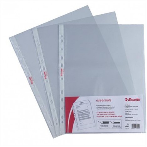 Esselte Deluxe - Buste in PPL forate, finitura liscia, formato utile 22x30cm, confezione da 100pz