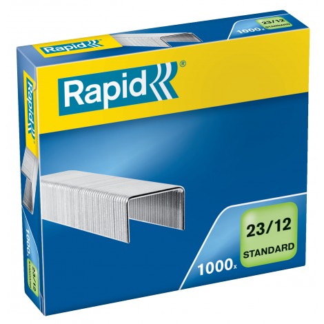 Rapid 23/12 Standard - Punti per cucitrici - Scatola 1000 punti in filo metallico morbido, lunghezza gamba 12mm per cucire fino 90 fogli - Prezzo singolo, ord. minimo 10pz