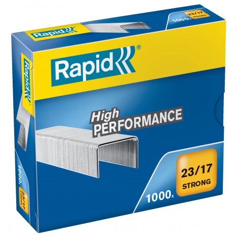 Rapid 23/17 Strong - Punti per cucitrici - Scatola 1000 punti in filo metallico robusto, lunghezza gamba 17mm per cucire fino 140 fogli - Prezzo singolo, ord. minimo 5pz