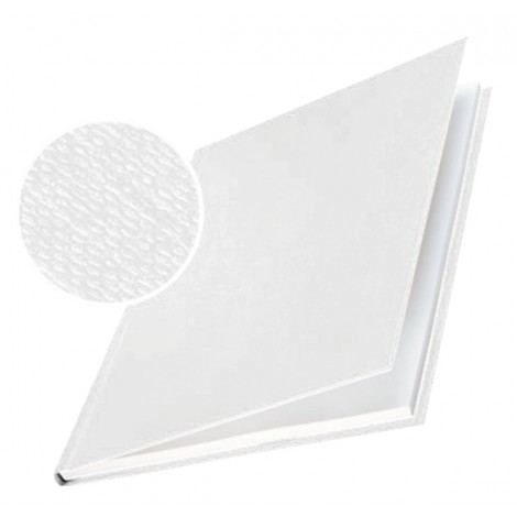 Leitz ImpressBind - Copertina rigida in cartone con finitura in lino, formato A4, capacita` 10-35 fogli dorso 3,5mm colore bianco