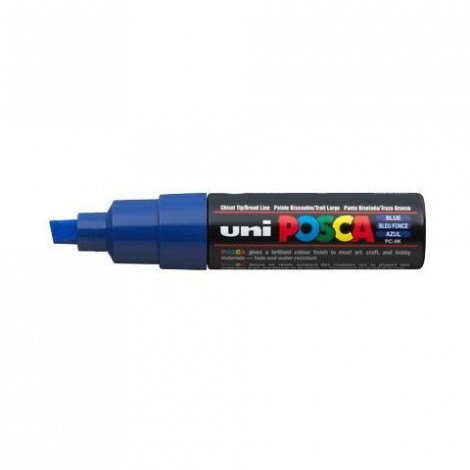 Uni Posca PC8K - Marcatore permanente a tempera con inchiostro pigmentato a base d`acqua, punta 8mm colore blu - 1pz
