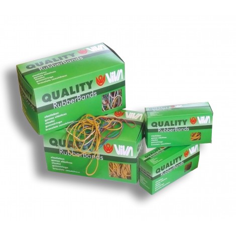 Viva Astuccio elastici in gomma 100gr, Ø 100mm, taglio 2mm colore giallo - 1pz