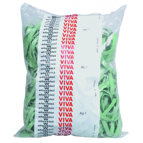 Viva Elastici a fettuccia in gomma 1Kg, Ø 100mm, taglio 5mm colore verde - 1pz