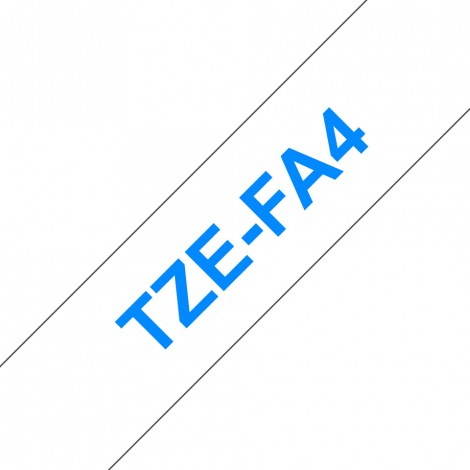 Nastro tipo TZe in tessuto stirabile, 18mm x 3m, blu su bianco