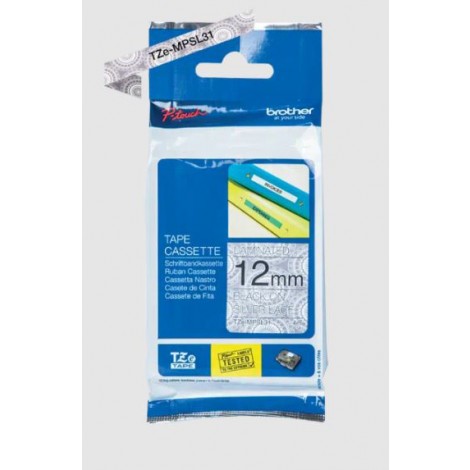 Nastro tipo TZe per PT-H500 12mm x 4m, nero su motivo a merletto argento