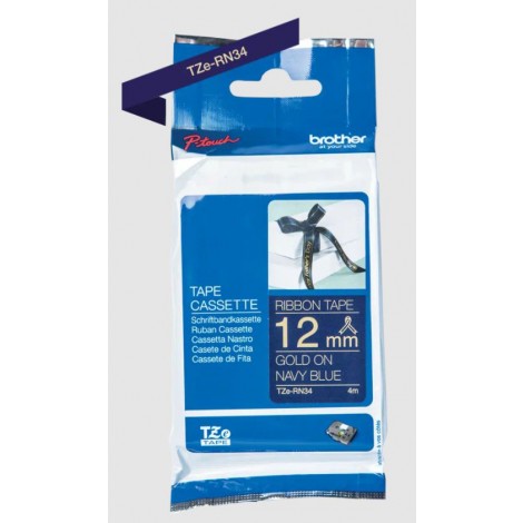 Nastro in tessuto tipo TZe per PT-H500 12mm x 4m, oro su blu marino