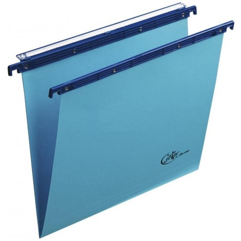JOKER 400 LINK - Cartelle sospese per CASSETTO - Cartelle con fondo a V, interasse 33cm, assemblaggio mediante rivetti metallici, aste di sospensione in polistirene, porta etichette ad effetto lenticolare 31cm colore azzurro - Prezzo singolo, ord. minimo 25pz