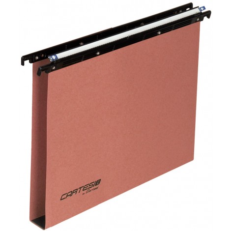 Bertesi CARTESIO 100 - Cartelle sospese per CASSETTO - Cartelle con fondo a U3, interasse 33cm, assemblaggio mediante rivetti metallici, aste di sospensione in polistirene nero, porta etichette ad effetto lenticolare 31cm - Prezzo singolo, ord minimo 50pz