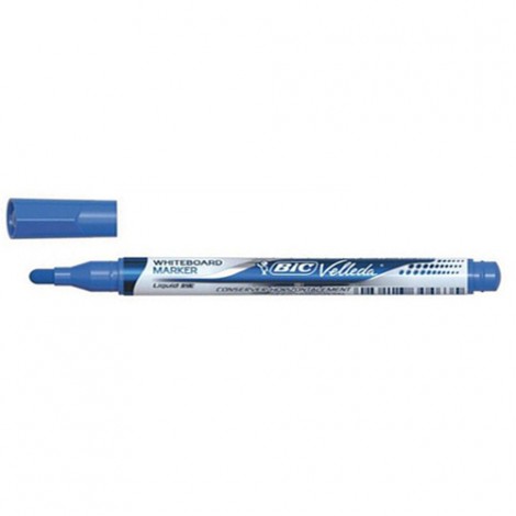 Bic Velleda Pocket - Marcatore per lavagne ad inchiostro liquido, punta 4,2mm colore blu - 12pz