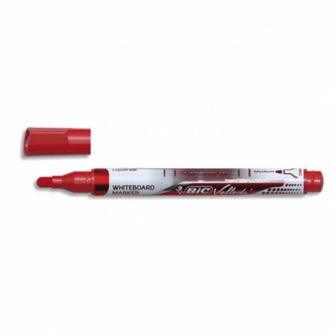 Bic Velleda Pocket - Marcatore per lavagne ad inchiostro liquido, punta 4,2mm tratto 2,2mm colore rosso - 12pz