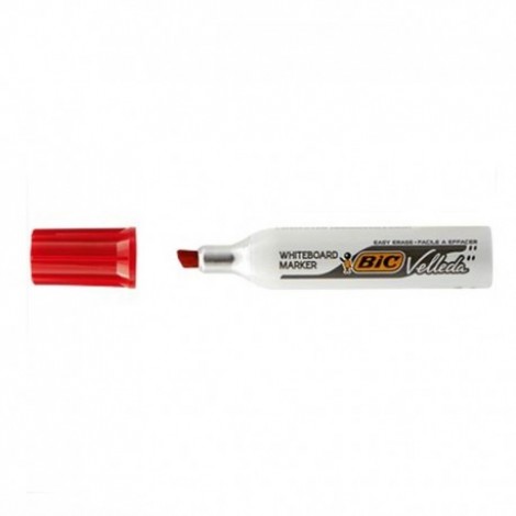 Bic Velleda 1781 – Marcatore per lavagne con inchiostro a base di chetone colore rosso tratto 3,2-5,5mm – 12pz