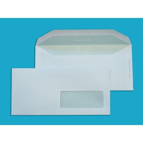 Buste Super Poket Laip, uso mano, 80gr, con finestra 4x10cm, imbustamento automatico 11x23cm 500pz
