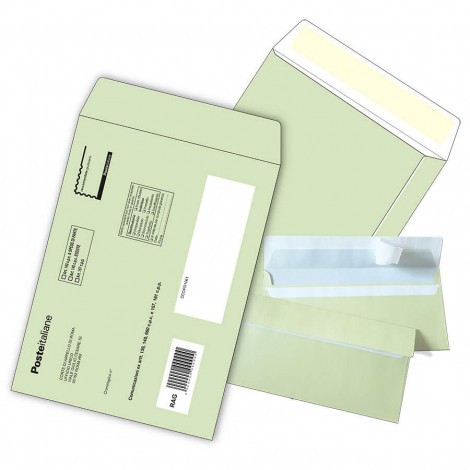 Blasetti Buste Verdi strip, uso mano, 90gr, con 3 finestre, per usi legali e giudiziari colore verde