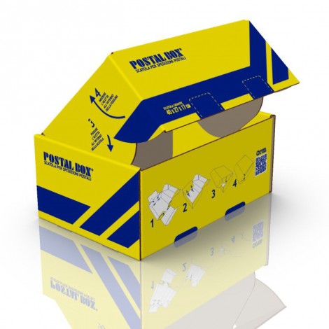 POSTALBOX, scatola per spedizioni postali con cartone esterno patinato, busta trasparente porta documenti C5 (POLYADEX), etichette adesive MITTENTE - DESTINATARIO 26x19x10cm dorso 10cm