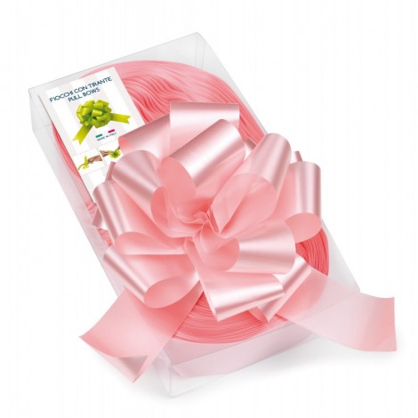 E-Line - Fiocco autocomponibile - 30 nastri lisci in polipropilene per fiocco autocomponibile, 50mm, Ø20cm colore rosa - 1 Conf.
