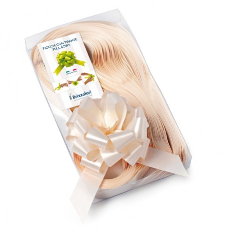 E-Line – Fiocco autocomponibile – 30 nastri lisci in polipropilene per fiocco autocomponibile, 50mm, Ø20cm colore avorio - 1 Conf.