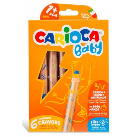 Pastelli a cera 3 in 1 CRAYON BABY 1+ - Pastelloni 3 in 1, matita, cera e acquerello, colori brillanti e lavabili, dermatologicamente testato