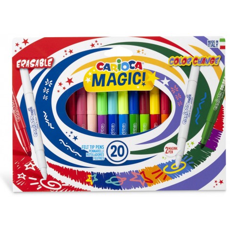 Astuccio pennarelli magici MAGIC MARKERS - Pennarelli con inchiostro magico che cambia colore con il pennarello magink color change, cancellabile con il magink erasable, punta maxi, cappuccio ventilato 20pz
