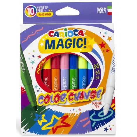 Astuccio pennarelli MAGIC COLOR CHANGE - Pennarelli con inchiostro magico che cambia colore con il pennarello magink, punta maxi, cappuccio ventilato 10pz