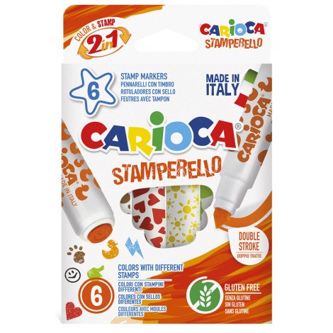 Astuccio pennarelli STAMPERELLO - Pennarelli doppia punta bloccata, conica e stampino, inchiostro lavabile atossico tratto 1-7mm