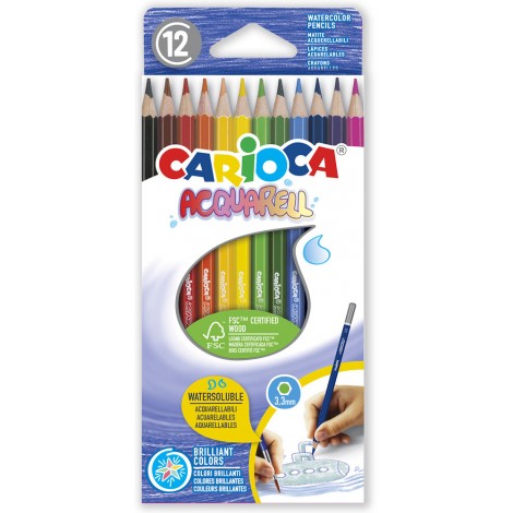 Pastelli acquerellabili ACQUARELL – Matite colorate acquerellabili utilizzando acqua e pennello, colori brillanti 12pz