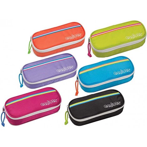 Astuccio POUCH FLUO, 1zip - Astuccio RPET POUCH, zip, 1 tasca, lavabile, contiene: 6 pennarelli neon, 3penne a sfera, 2matite HB e 1 gomma a penna