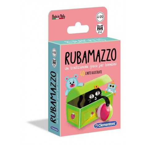 Carte Rubamazzo - Il popolare gioco del Rubamazzo si colora di simpatiche illustrazioni pensate per far divertire i bambini di età prescolare. Contiene 40 carte da gioco con illustrazioni di giocattoli al posto dei numeri, per aiutare il bambino ad associare le carte attraverso le figure. Con tante modalità di gioco... per un divertimento senza fne!