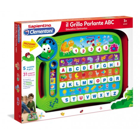 Sapientino - Il Grillo Parlante ABC - Il fantastico Alfabetiere parlante di Sapientino con 5 modalità di gioco per imparare l’alfabeto e mettersi alla prova con indovinelli e quiz! Melodie, effetti sonori e versi degli animali aiuteranno il bambino ad apprendere in modo coinvolgente e ad avvicinarsi al mondo delle lettere e dei numeri. Il simpatico Grillo guiderà il bambino nell`apprendimento di lettere e numeri in compagnia di 31 soggetti illustrati.