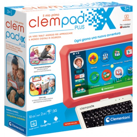 Il mio primo Clempad X Plus - Un vero tablet Android progettato per il primo approccio dei più piccoli al mondo digitale, per un divertimento adeguato da vivere in totale sicurezza. Tanti video creati per far divertire i più piccoli e permettere loro di scoprire tantissime attività da fare da soli o in compagnia! Per i momenti di divertimento davanti allo schermo sono state create le storie a bivi! Un modo per ascoltare simpatici racconti in modo attivo scegliendo la direzione che deve seguire il protagonista. Caratteristiche tecniche: schermo 8`` IPS HD 1280x800, connessione 3G, batteria al litio 3500 mAh, memoria 16 GB, RAM 2 GB, Bluetooth 4.1, Android 9. Tastiera inclusa nella confezione.