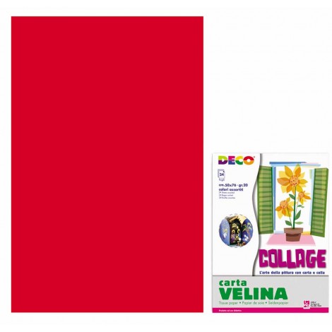 Deco Carta velina, 50x76cm, 24 fogli, carta semitrasparente per realizzare lavoretti che risaltano se esposti alla luce colore rosso