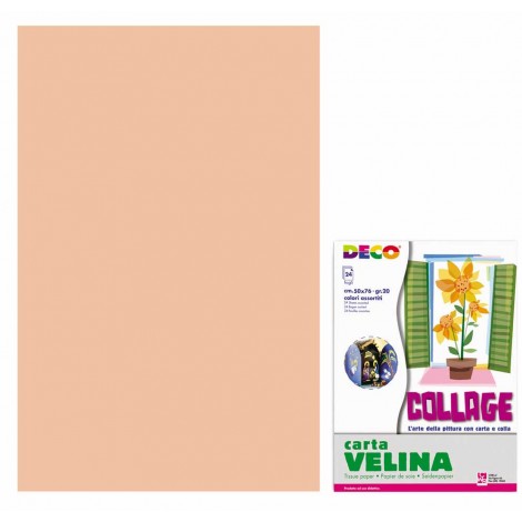 Deco Carta velina, 50x76cm, 24 fogli, carta semitrasparente per realizzare lavoretti che risaltano se esposti alla luce colore rosa carne