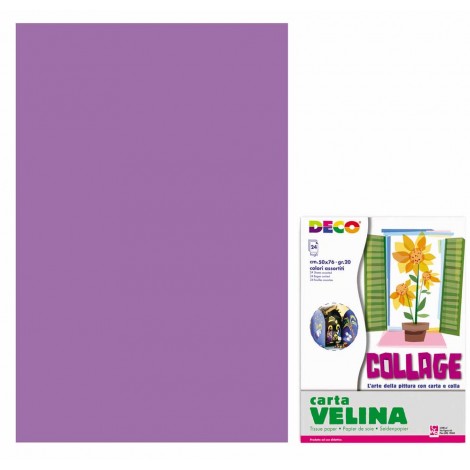Deco Carta velina, 50x76cm, 24 fogli, carta semitrasparente per realizzare lavoretti che risaltano se esposti alla luce colore viola