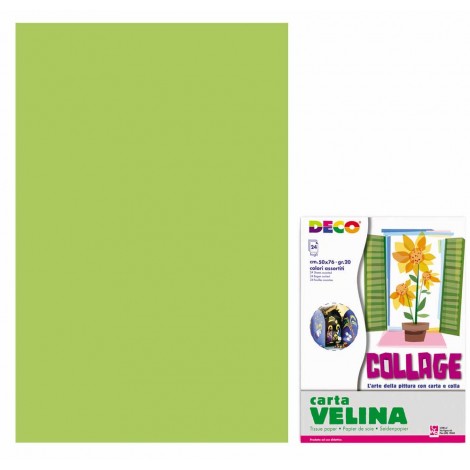 Deco Carta velina, 50x76cm, 24 fogli, carta semitrasparente per realizzare lavoretti che risaltano se esposti alla luce colore verde lime