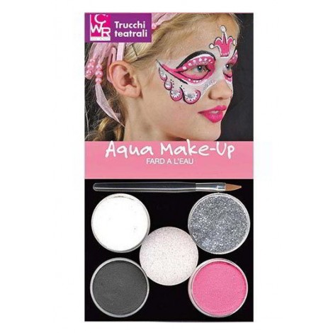 Aqua Make Up - Ombretti per viso - Set trucchi teatrali, 4 ombretti, pennello e spugna - 1pz