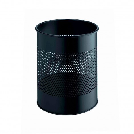 Durable Cestino gettacarte con pareti forate, Ø26cm, altezza 31,5cm 15lt colore nero – 1pz
