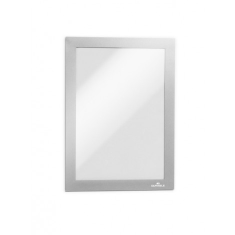 Duraframe - Cornice espositiva adesiva con chiusura magnetica A5 colore argento metallizzato - 2pz