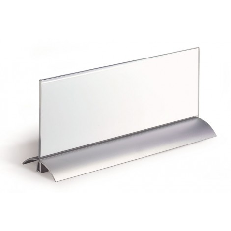 Segnaposto da tavolo DELUXE, in acrilico trasparente e base in alluminio, 105x297mm
