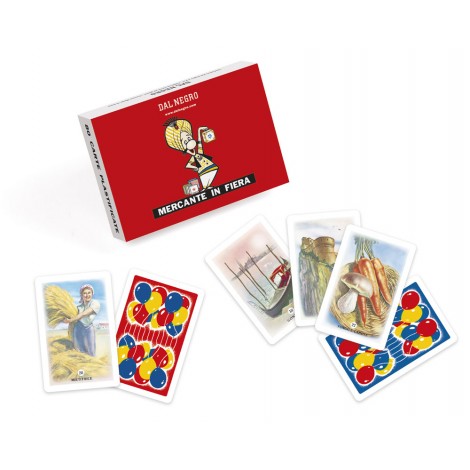 Carte illustrate per giocare a Mercante in fiera. 40 carte per 2 mazzi