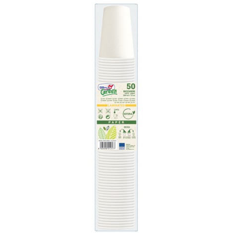 Bicchieri 350ml - 12oz, compostabili e biodegradabili, 50pz