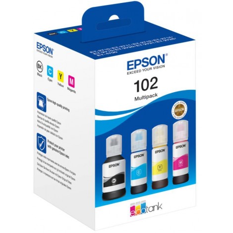 T03R6 cartuccia multipack CMYK - Flacone inchiostro nero, ciano, magenta e giallo per ECOTANK ET 2700 (1x127ml - 3x70ml) 1Conf.