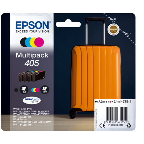 405 cartuccia multipack CMYK - Cartuccia inchiostro nero, ciano, magenta e giallo per Epson WORKFORCE 7830 (23,8ml) 1Conf.