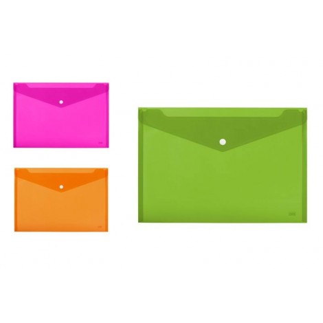 Lebez Busta in PPL con bottone 18x25cm colori assortiti fluo, confezione da 5pz