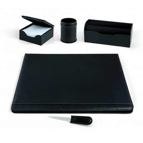 William set scrivania, in similpelle, 5pz colore nero