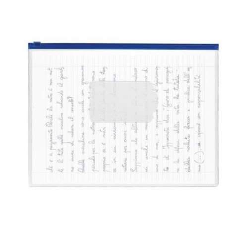 Lebez Busta in PVC con chiusura a pressione con tasca personalizzabile, formato utile 33x24cm - Prezzo singolo, ord. minimo 12pz