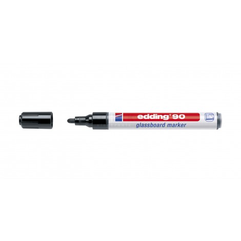 90 - Marcatore non permanente ideale per superfici in vetro, cancellabile a secco tratto 2-3mm colore nero- 1pz