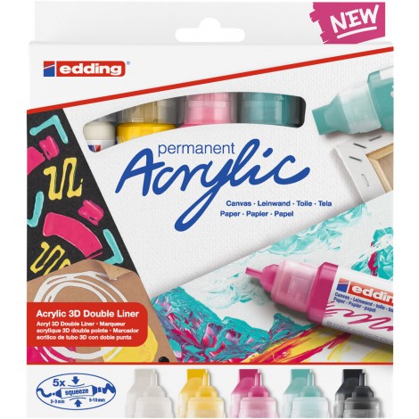 5400 3D – Marcatore permanente a vernice acrilica, 2 ugelli a differente dosaggio tratto 2-10mm colori assortiti - 5pz