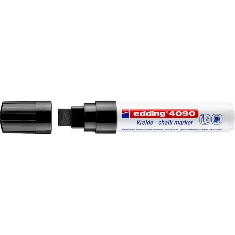4090 - Marcatore a gesso liquido per superfici non porose, cancellabile con un panno umido da tutte le superfici non porose tratto 4-15mm colore nero